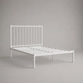 Metallbett 140 × 200 cm mit Kopfteil und Metalllattenrost, Weiß