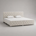 Polsterbett Doppelbett mit Knopfheftung, Polyester-Samt, Weiß, Liegefläche 180 x 200 cm, Gesamtmaß 193 x 218 x 110 cm