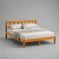 Doppelbett-Bettgestell aus massivem Kiefernholz, Naturbraun, Liegefläche 160 × 200 cm, Außenmaße 208 × 168 × 95 cm