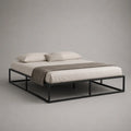 Metallbett Doppelbett 180 × 200 cm, rechteckiger Bettrahmen aus Stahl, Schwarz