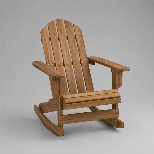 Adirondack-Schaukelstuhl aus massivem Akazienholz mit Armlehnen, Braun, 75 × 92 × 103 cm