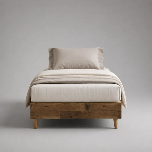 Einzelbett-Bettgestell aus massivem Kiefernholz, 90 x 200 cm, Naturbraun