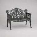 Gartenbank, 2-Sitzer aus pulverbeschichtetem Aluminiumguss mit Blumenornamenten, Anthrazit, 100 × 54 × 80 cm