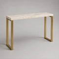 Rechteckiger Konsolentisch aus MDF und Stahl, Weiß marmoriert/Goldfarben, 120 × 30 × 80 cm